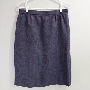 Vintage Jaeger Navy Textured Wool Skirt UK16/US12 Made in Great Britain